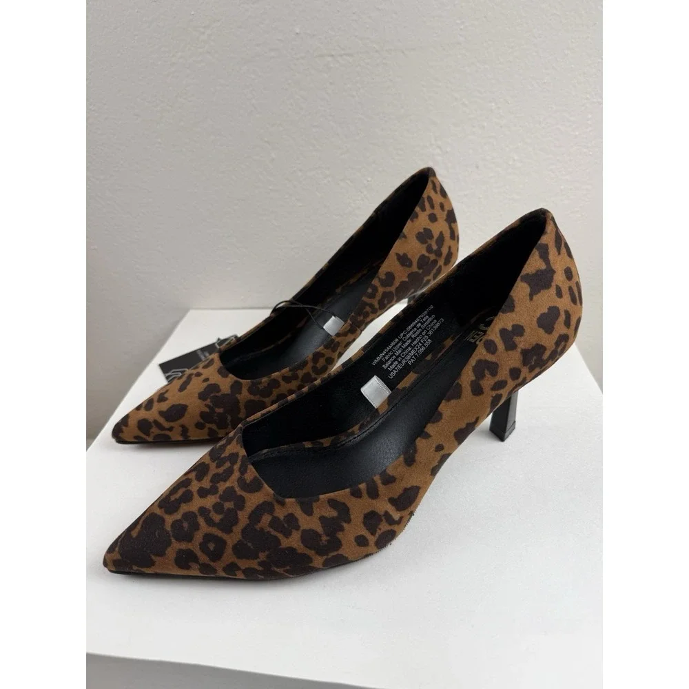 Madden NYC Leopard Print Pointed Toe Kitten Heel Pumps Animal Print Womens Sz 11